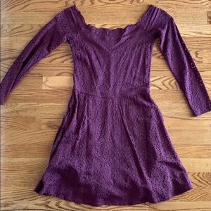 Lace burgundy off the shoulder Dress